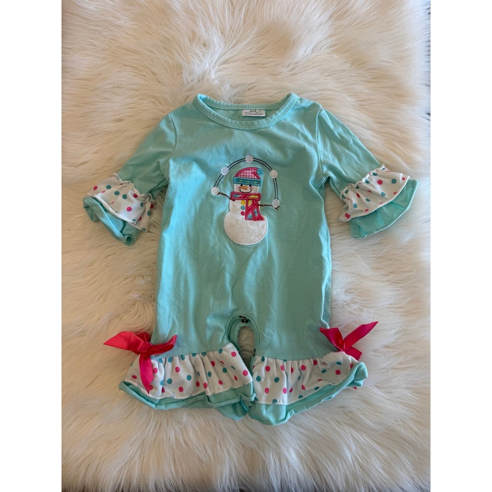 Snowman‎ one piece ruffled Christmas size 3m EUC